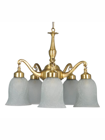 Classic Down Facing 5 Light Brass Chandelier