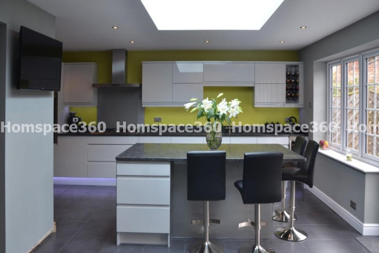 Nexa - Straight Line Modular Kitchen Design in White with Membrane Laminate  Acrylic Lacquered Glass Finish Options - HSV-SLK-2104