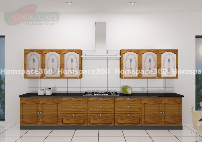 Nexa - Straight Line Modular Kitchen Design in Brown with Membrane Laminate  Veneer Finish Options - HSV-SLK-2512