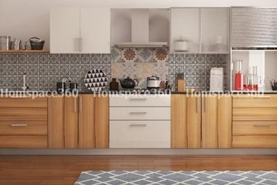 Nexa - Straight Line Modular Kitchen Design in Brown & White with Membrane Laminate  Veneer Finish Options - HSV-SLK-2811