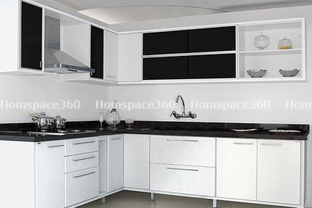 Nexa - L Shaped Modular Kitchen Design in White with Membrane Laminate  Acrylic Lacquered Glass Finish Options - HSV-LSK-2202