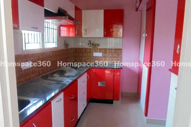 Nexa - L Shaped Modular Kitchen Design in Red & White with Membrane Laminate  Acrylic Lacquered Glass Finish Options - HSV-LSK-2301
