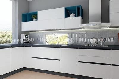 Nexa - L Shaped Modular Kitchen Design in White with Membrane Laminate  Acrylic Lacquered Glass Finish Options - HSV-LSK-2801