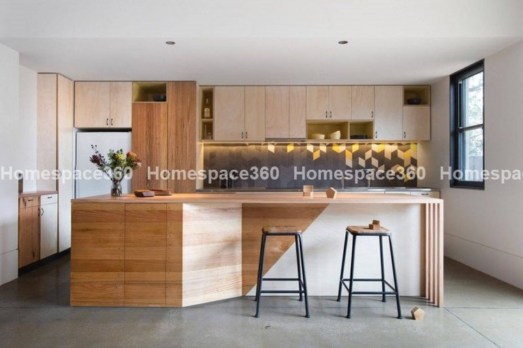 Nexa - Parallel Modular Kitchen Design in Light Brown with Membrane Laminate  Veneer Finish Options - HSV-PLK-2402