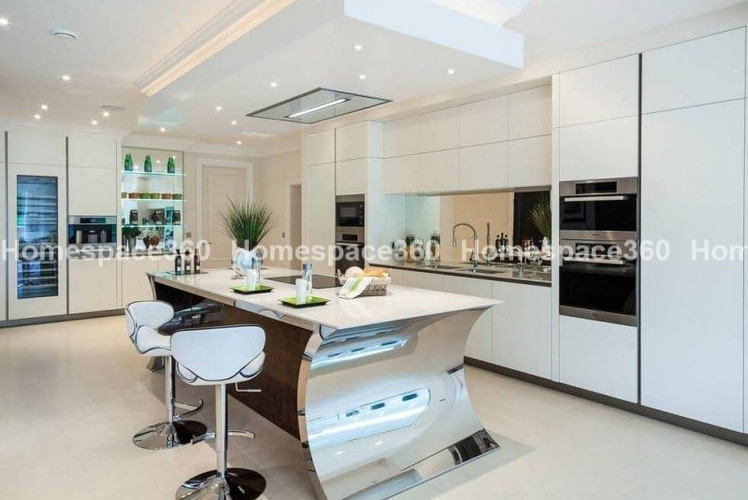 Nexa - Parallel Modular Kitchen Design in White with Membrane Laminate  Acrylic Lacquered Glass Finish Options - HSV-PLK-2404