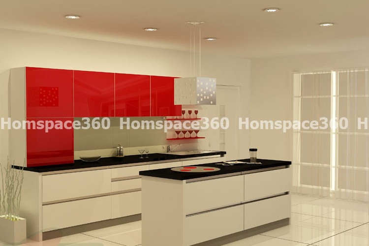 Nexa - Parallel Modular Kitchen Design in White cream with Membrane Laminate  Acrylic Lacquered Glass Finish Options - HSV-PLK-2509