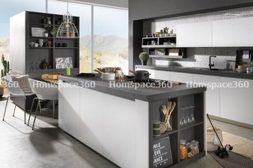 Nexa - Parallel Modular Kitchen Design in White & Grey with Membrane Laminate  Veneer Finish Options - HSV-PLK-2705
