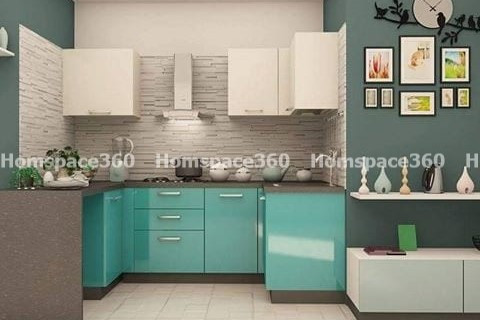 Nexa - U Shaped Modular Kitchen Design in Purpol & White with Membrane Laminate  Acrylic Lacquered Glass Finish Options - HSV-USK-2601