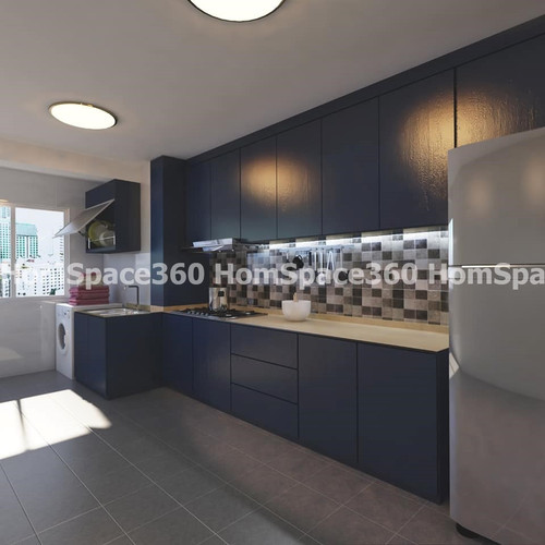 Nexa - Straight Line Modular Kitchen Design in Black with Membrane Laminate  Acrylic Lacquered Glass Finish Options - HSV-SLK-1032