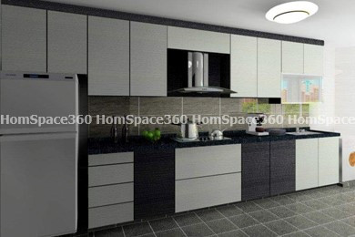 Nexa - Straight Line Modular Kitchen Design in Dark Brown & White with Membrane Laminate  Acrylic Lacquered Glass Finish Options - HSV-SLK-1036