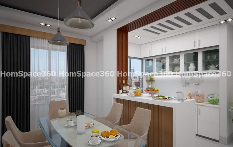 Nexa - Straight Line Modular Kitchen Design in White with Membrane Laminate  Acrylic Lacquered Glass Finish Options - HSV-SLK-1042