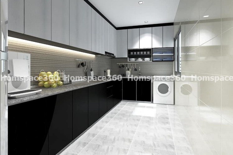 Nexa - L Shaped Modular Kitchen Design in Black with Membrane Laminate  Acrylic Lacquered Glass Finish Options - HSV-LSK-1037