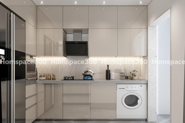 Nexa - L Shaped Modular Kitchen Design in White with Membrane Laminate  Acrylic Lacquered Glass Finish Options - HSV-LSK-1045