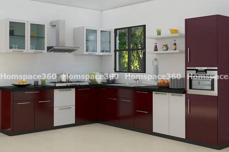 Nexa - L Shaped Modular Kitchen Design in Deep Brown with Membrane Laminate  Veneer Finish Options - HSV-LSK-1069