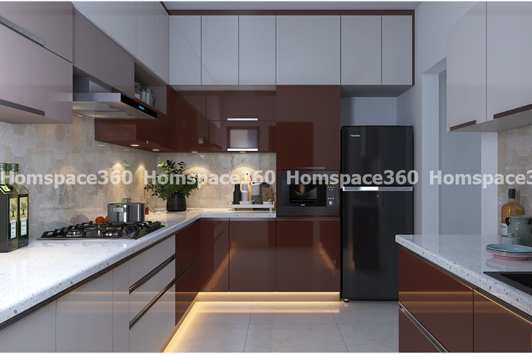 Nexa - Parallel Modular Kitchen Design in Brown & White with Membrane Laminate  Veneer Finish Options - HSV-PLK-3001