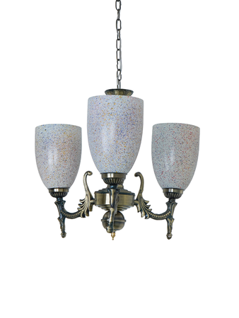 Online India Home Interior Luxury Decorative Fancy Light - Emerald Chandelier Light - Antique Brass 15 Inch Wide Steel 3-Light Mini Ceiling Chandelier Hanging Light With Multicolor Bell Glass Shades