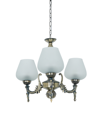Online India Home Interior Luxury Decorative Fancy Light - Emerald Chandelier Light - Antique Brass 16 Inch Wide Steel 3-Light Mini Ceiling Chandelier Hanging Light With Plain Frosted Goblet Glass Shades