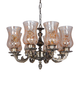 Online India Home Interior Luxury Decorative Fancy Light - Emerald Chandelier Light - Classic 22 Inch Wide 8-Light Aluminium Ceiling Chandelier Hanging With Luster Etched Glass Shades