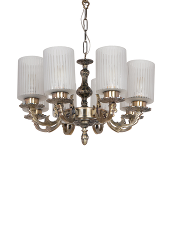 Online India Home Interior Luxury Decorative Fancy Light - Emerald Chandelier Light - Classic 22 Inch Wide 8-Light Aluminium Ceiling Chandelier Hanging With Vertical Striped Cylindrical Glass Shades