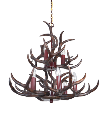 Online India Home Interior Luxury Decorative Fancy Light - Emerald Chandelier Light - Wenge Wooden Antlers 26 Inch Wide Two-Tiered Rustic 9-Light Ceiling Chandelier Light