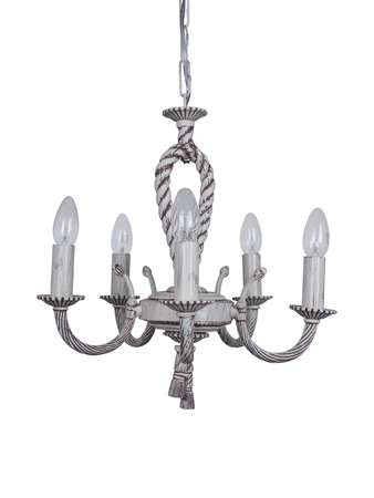 Online India Home Interior Luxury Decorative Fancy Light - Emerald Pendant n Hanging Light - Knotted Cast Aluminium Distressed Creme Antique 5-Light Candelabra Ceiling Hanging
