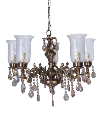 Online India Home Interior Luxury Decorative Fancy Light - Emerald Chandelier Light - Transitional 5-Lights Cast Brass Chandelier With Floral Etched Glass Shades