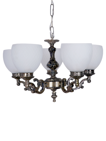 Online India Home Interior Luxury Decorative Fancy Light - Emerald Chandelier Light - Traditional Ornate Aluminium 5-Lights Frosted Diamond Glass Chandelier