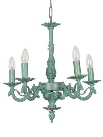 Online India Home Interior Luxury Decorative Fancy Light - Emerald Chandelier Light - Distressed Green Antique Cast Aluminium 5 Lights Candelabra Chandelier