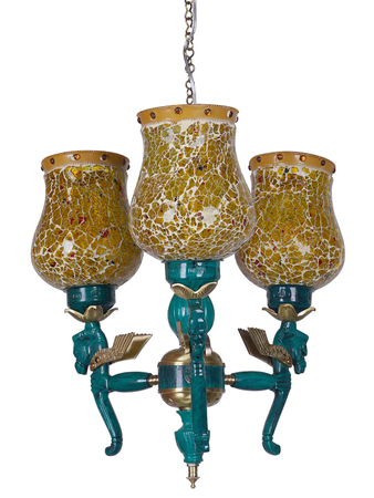 Online India Home Interior Luxury Decorative Fancy Light - Emerald Chandelier Light - Pegasus Seahorse 3 Light Mosaic glass Chandelier
