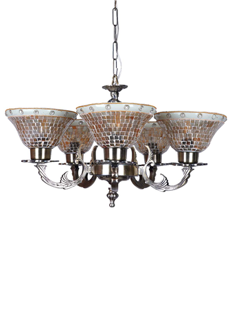Online India Home Interior Luxury Decorative Fancy Light - Emerald Chandelier Light - Traditional Aluminium 5 Light Mosaic Glass Chandelier