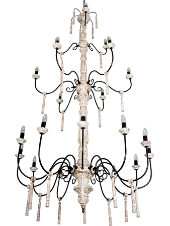 Online India Home Interior Luxury Decorative Fancy Light - Emerald Chandelier Light - Chic French Country 21 Lights 3 Tier Rustic White Wood and Wrought iron Candelabra Chandelier