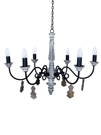 Online India Home Interior Luxury Decorative Fancy Light - Emerald Chandelier Light - Chic French country Small 6 light rustic white chandelier