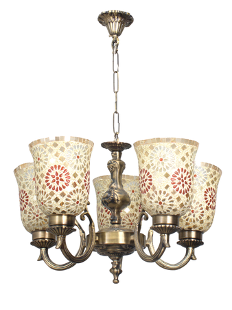 Online India Home Interior Luxury Decorative Fancy Light - Emerald Chandelier Light - Small Tilak Double U Arm Chandelier