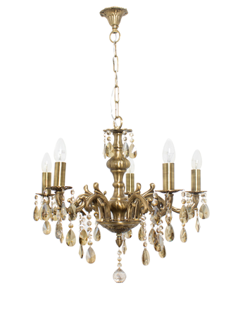 Online India Home Interior Luxury Decorative Fancy Light - Emerald Chandelier Light - Candle Lamp 5 Lights Honey Crystal Brass Chandelier