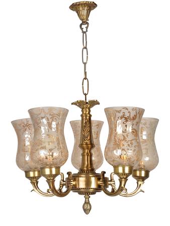 Online India Home Interior Luxury Decorative Fancy Light - Emerald Chandelier Light - Brass Mini Chandelier with Luster Etched Glass