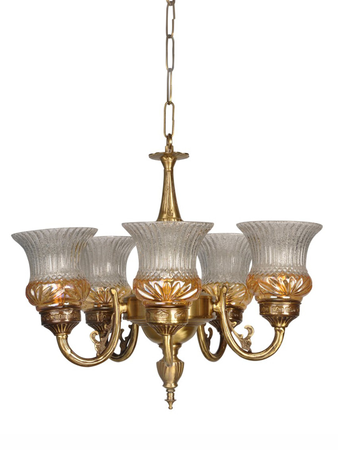 Online India Home Interior Luxury Decorative Fancy Light - Emerald Chandelier Light - Lustrous 5 Light  Antique Brass Chandelier