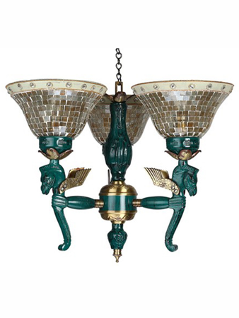 Online India Home Interior Luxury Decorative Fancy Light - Emerald Chandelier Light - Pegasus Seahorse 3 Light Chandelier - Golden