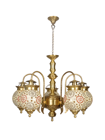 Online India Home Interior Luxury Decorative Fancy Light - Emerald Chandelier Light - Tilak Golden Globes 5 Light Chandelier