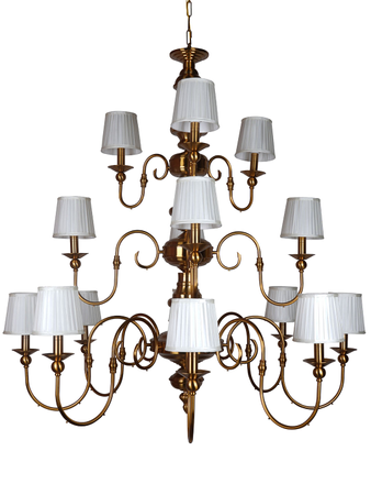 Online India Home Interior Luxury Decorative Fancy Light - Emerald Chandelier Light - Large Gold European-Style Multi-Tiered 15-Light 50 Inch Wide Steel Ceiling Chandelier Hanging With Pleated Fabric Shades