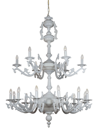 Online India Home Interior Luxury Decorative Fancy Light - Emerald Chandelier Light - Transitional Milky white 12+6 Lights 2-Tier Cast Aluminium Candelabra Chandelier Ceiling Light