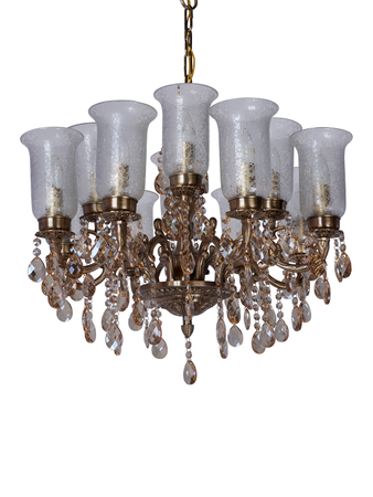 Online India Home Interior Luxury Decorative Fancy Light - Emerald Chandelier Light - Transitional 12-Lights Cast Brass Chandelier With Floral Etched Glass Shades