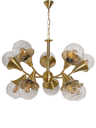 Online India Home Interior Luxury Decorative Fancy Light - Emerald Chandelier Light - Golden Trumpet 10 Light Chandelier