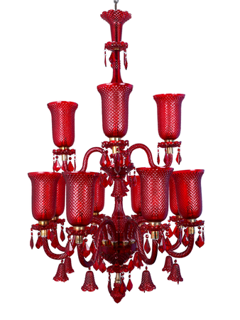 Online India Home Interior Luxury Decorative Fancy Light - Emerald Chandelier Light - Classic 12 Light Red Moulded Glass Chandelier