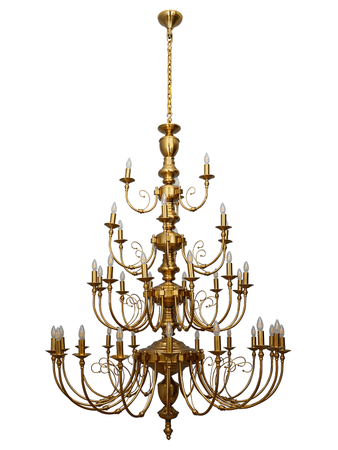Online India Home Interior Luxury Decorative Fancy Light - Emerald Chandelier Light - Classic English 4 Tier Candelabra 7 feet Brass Chandelier with 39 Lights in Antique Brass Finish