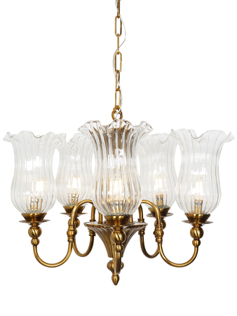 Online India Home Interior Luxury Decorative Fancy Light - Emerald Chandelier Light - Victoria Cast Aluminium  Antique Bronze Finished 5 Light Chandelier with Fluted Hand Blown Glass Shades