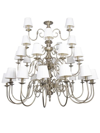 Online India Home Interior Luxury Decorative Fancy Light - Emerald Chandelier Light - Classic 33 Light 3 Tier Antique Brass Finished Chandelier with Pleated Fabric Shades