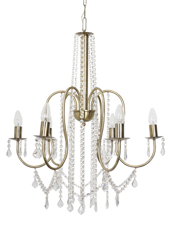Online India Home Interior Luxury Decorative Fancy Light - Emerald Chandelier Light - Elegant 6 Light Crystal Candelabra Antique Brass Chandelier