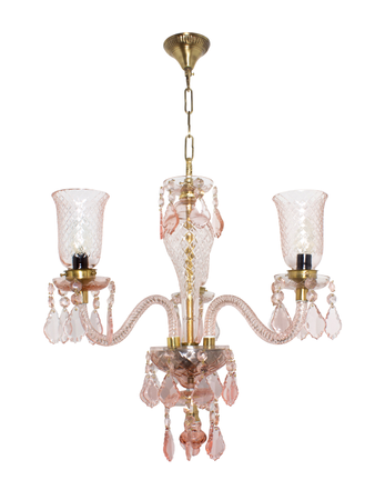 Online India Home Interior Luxury Decorative Fancy Light - Emerald Chandelier Light - Pink Bouquet 3 Light Mini Crystal Chandelier
