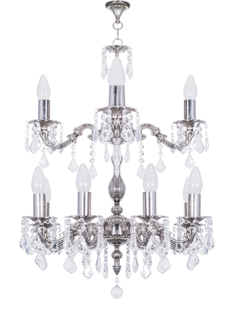 Online India Home Interior Luxury Decorative Fancy Light - Emerald Chandelier Light - Dainty English Silver Antique Crystal 2 Tier 12 Light Chandelier