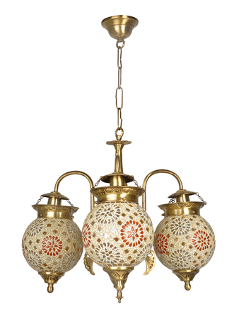 Online India Home Interior Luxury Decorative Fancy Light - Emerald Chandelier Light - Tilak Golden Globes 3 Light Small Chandelier